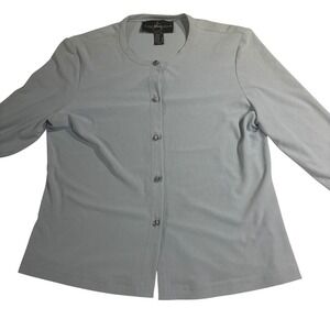 JS Collections Button Down Top Rhinestone Buttons Long Sleeve Blouse‎ Size 8